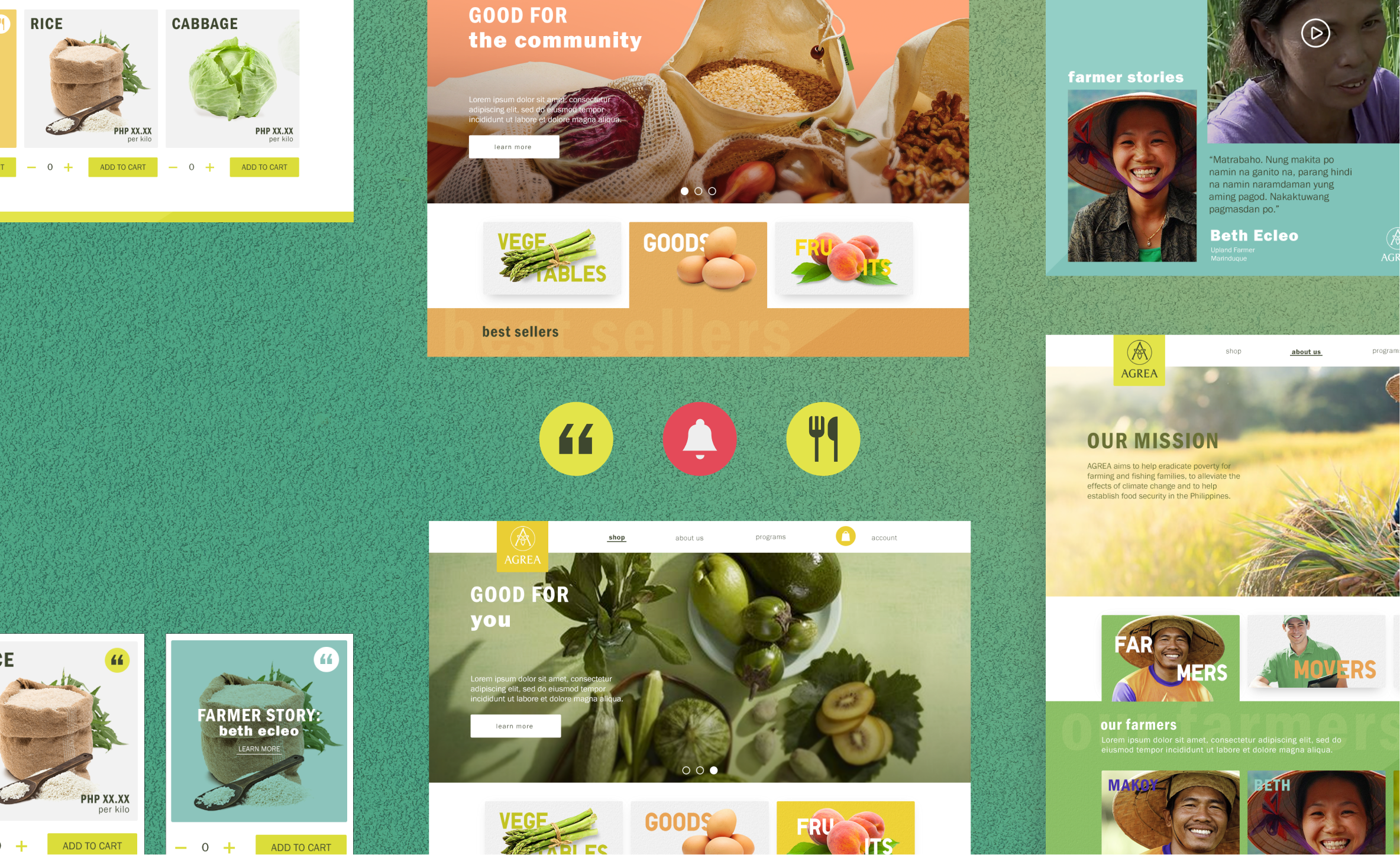 agrea case board with ecommerce website designed by dominique, image leads to project page on agrea 
