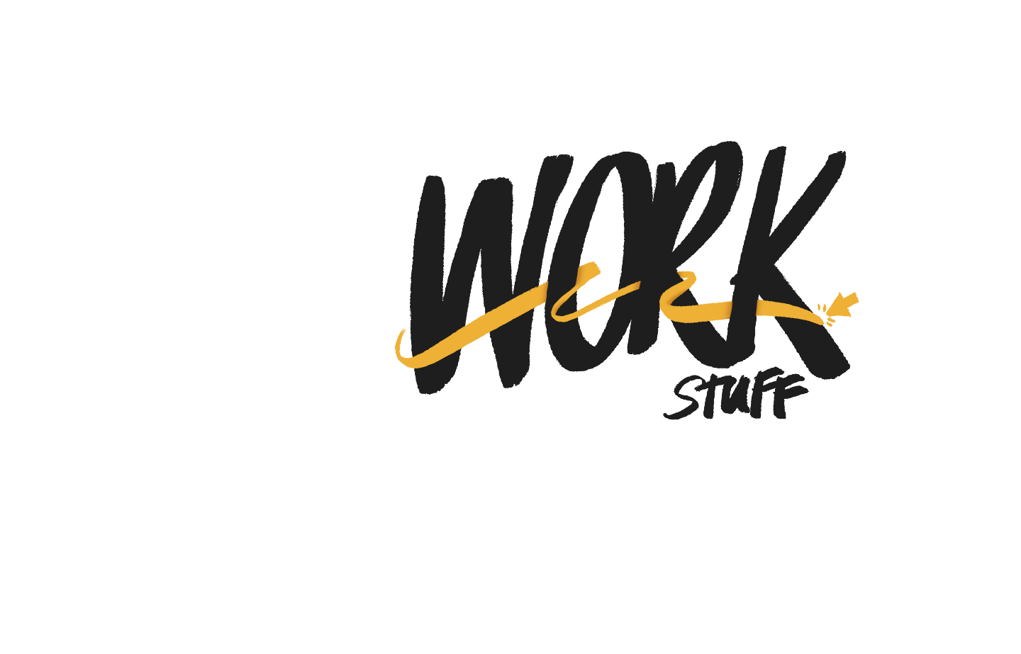 sketch of dominique with text block that reads: Work Stuff